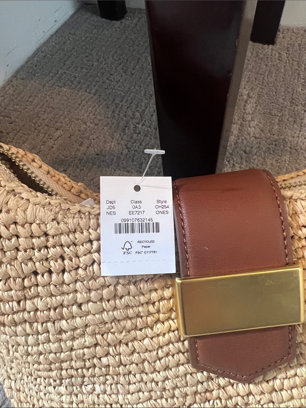 J. Crew Berkeley buckle shoulder bag in hand knotted straw - Picture 4 of 6